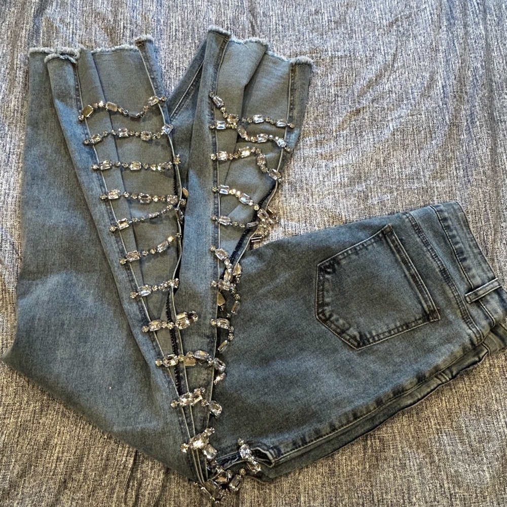 Blue B Rhinestone Embellished Women's Flare Jeans